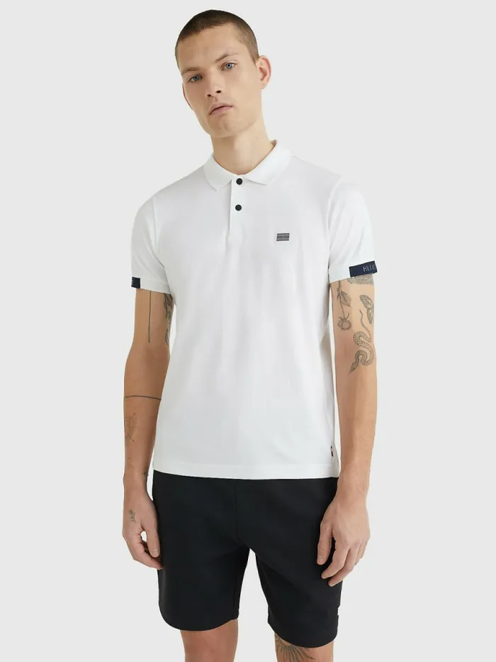 Tommy Hilfiger Tech Essentials Slim Fit Polo White Mens Polo Shirts Near Me