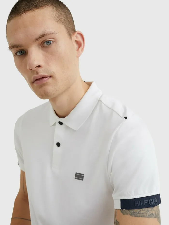 Tommy Hilfiger Tech Essentials Slim Fit Polo White Mens Polo Shirts Near Me