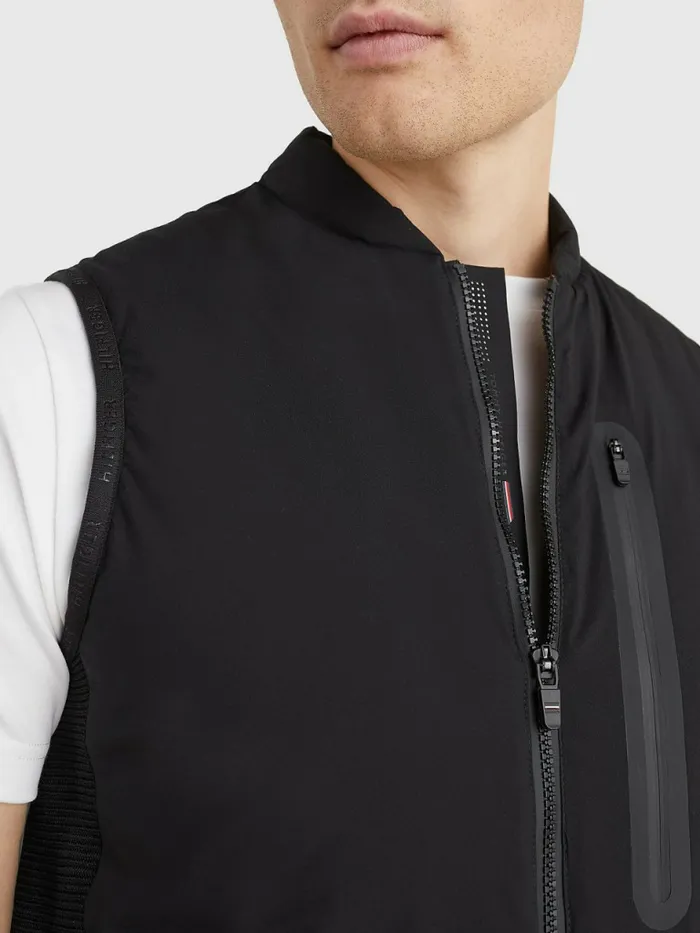 Tommy Hilfiger Tech Essentials Th Warm Padded Vest Black Mens Coats and Jackets Cheap On Sale