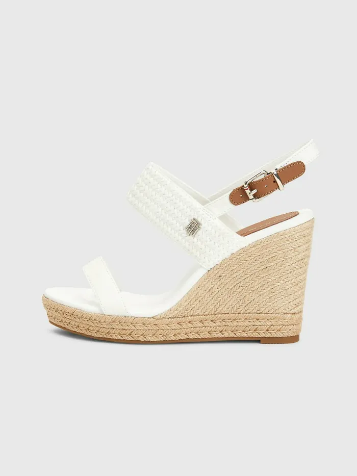 Tommy Hilfiger Textured High Wedge Sandals Ecru Womens Sandals For Sale