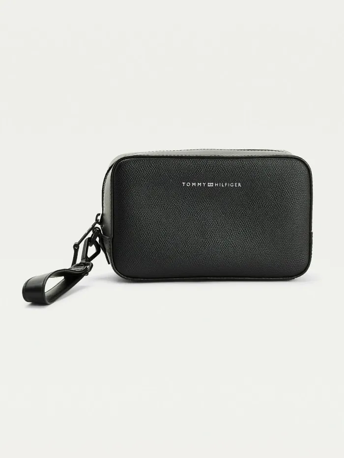 Tommy Hilfiger Th Business Leather Washbag Black Mens Bags Near Me