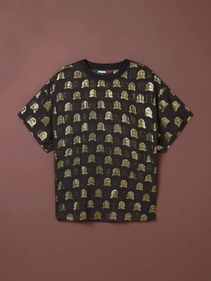 Tommy Hilfiger Th Collection Crest Viscose TShirt Black Womens TShirts Casaul