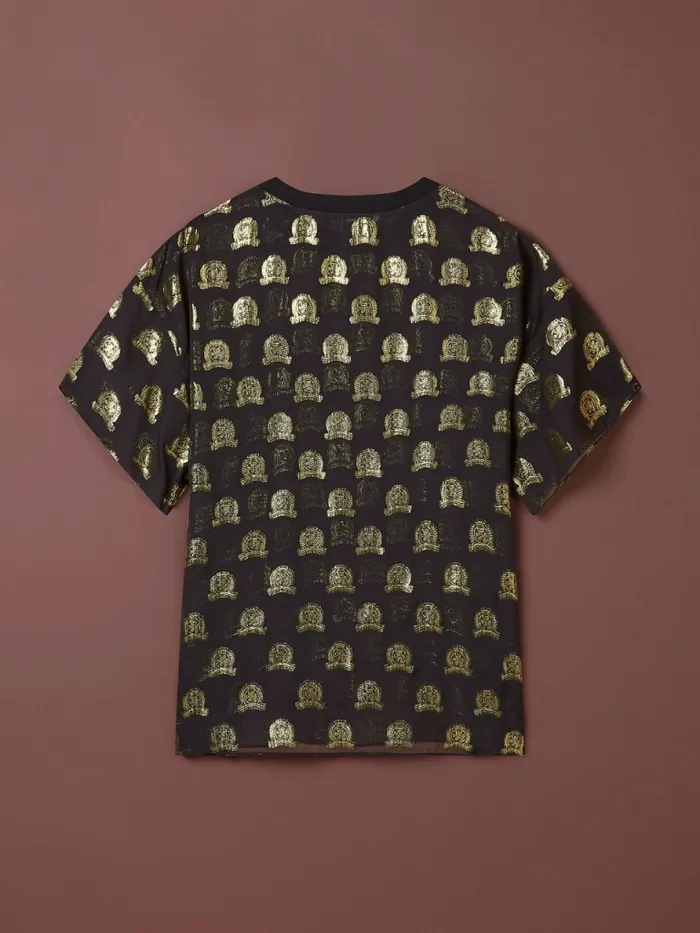 Tommy Hilfiger Th Collection Crest Viscose TShirt Black Womens TShirts Casaul