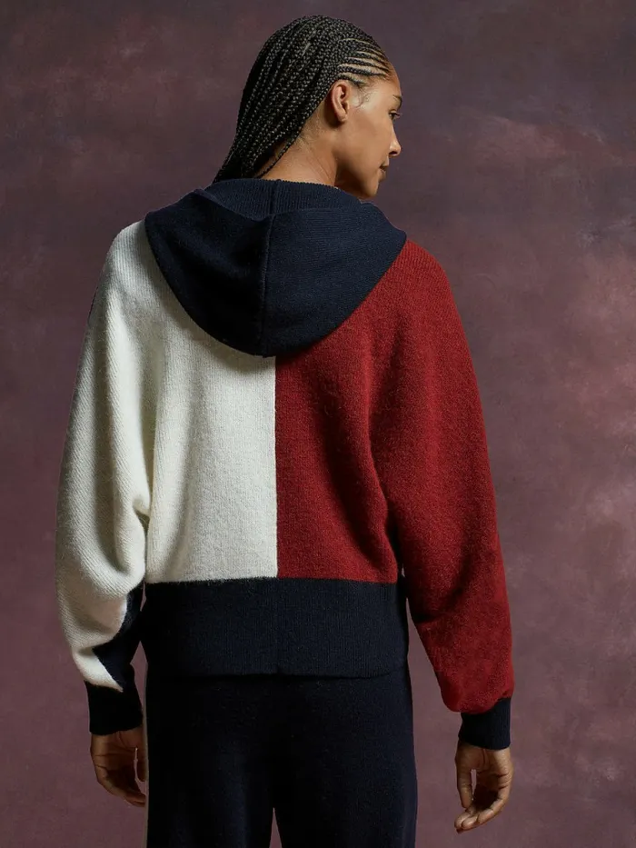 Tommy Hilfiger Th Collection Flag Icon Relaxed Hoody Desert Sky Womens Knitwear Casaul