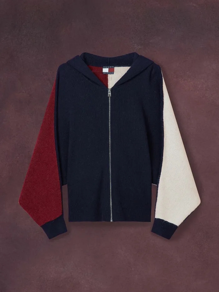 Tommy Hilfiger Th Collection Flag Icon Relaxed Hoody Desert Sky Womens Knitwear Casaul