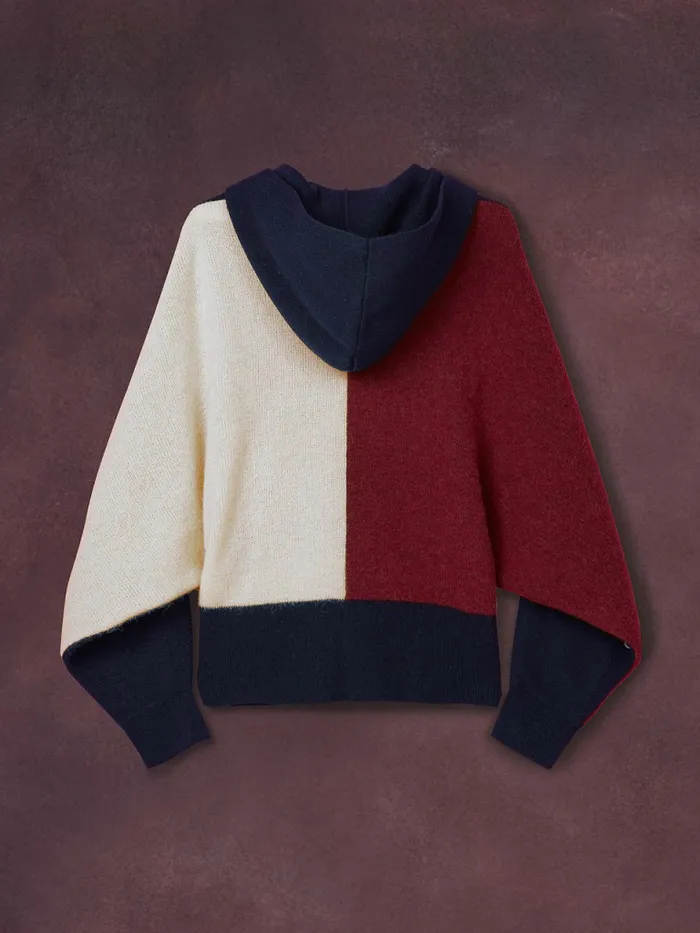 Tommy Hilfiger Th Collection Flag Icon Relaxed Hoody Desert Sky Womens Knitwear Casaul