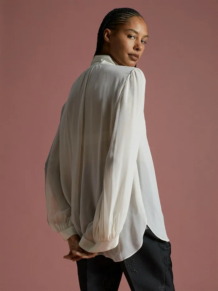 Tommy Hilfiger Th Collection Viscose Relaxed Fit Shirt White Dove Womens Shirts and Blouses For Sale