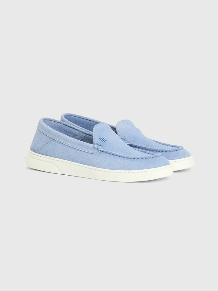 Tommy Hilfiger Th Comfort Collapsible Suede Loafers Moon Blue Womens Flat Shoes On Sale Tommy Hilfiger Th Comfort Collapsible Suede Loafers Moon Blue Womens Flat Shoes On Sale