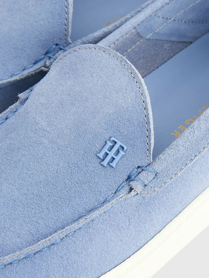 Tommy Hilfiger Th Comfort Collapsible Suede Loafers Moon Blue Womens Flat Shoes On Sale