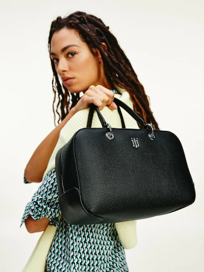 Tommy Hilfiger Th Essence Pebble Grain Duffle Bag Black Womens Bags Sale