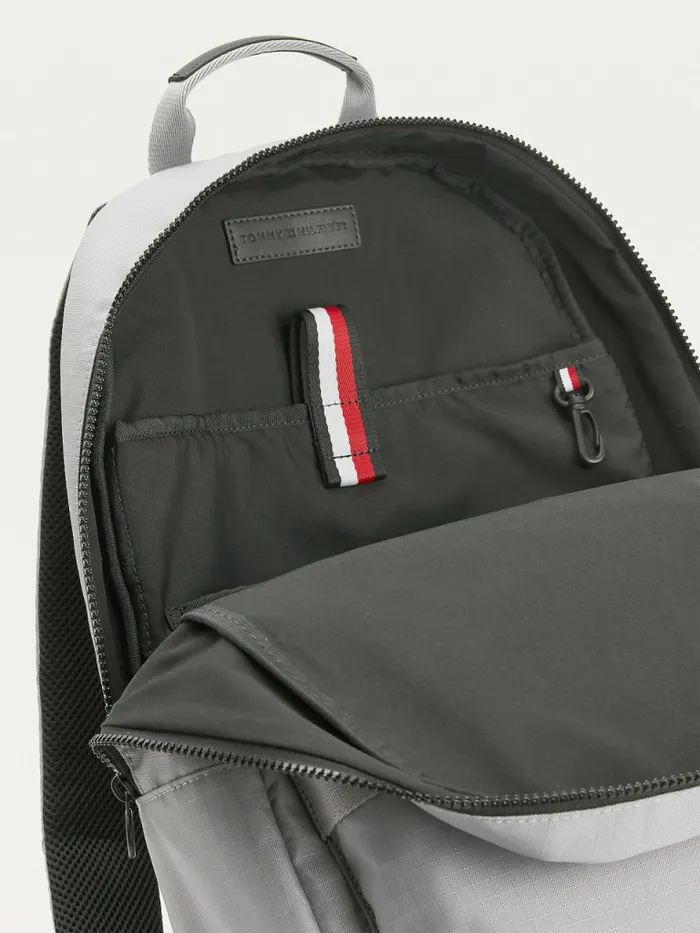 Tommy Hilfiger Th Established Recycled Polyester Backpack Iron Grey Mens Bags For Sale