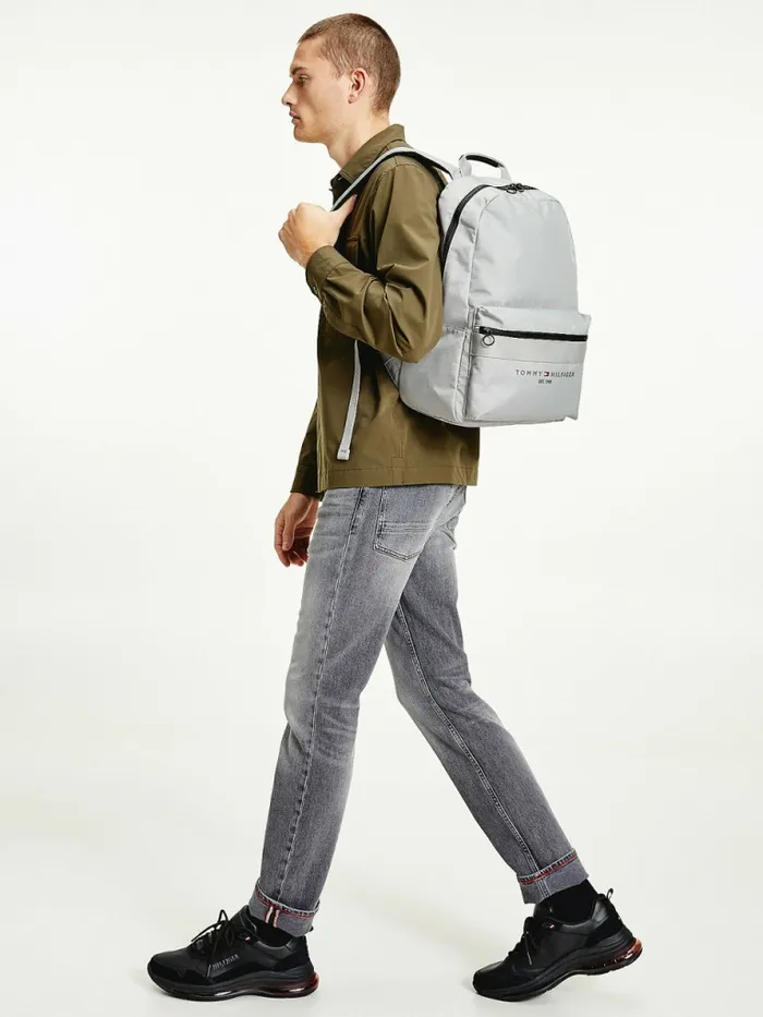 Tommy Hilfiger Th Established Recycled Polyester Backpack Iron Grey Mens Bags For Sale