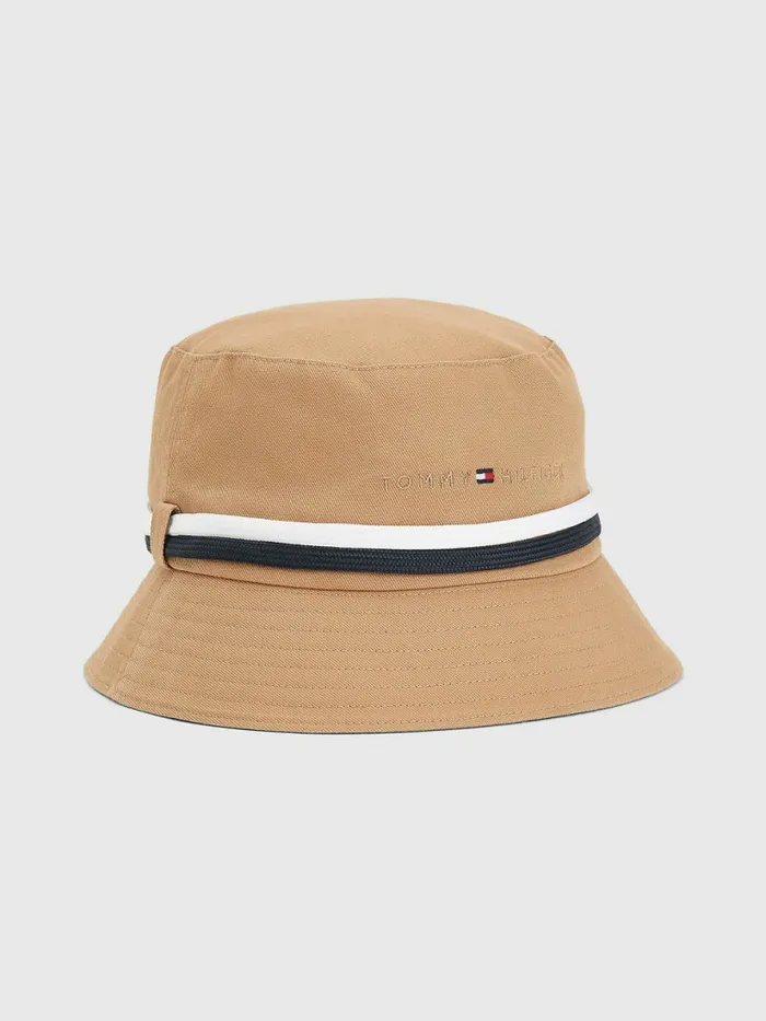 Tommy Hilfiger Th Established Tape Bucket Hat Natural Khaki Mens Hats and Scarves For Sale Tommy Hilfiger Th Established Tape Bucket Hat Natural Khaki Mens Hats and Scarves For Sale