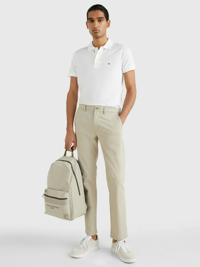 Tommy Hilfiger Th Flex Bubble Weave Slim Polo White Mens Polo Shirts Casaul