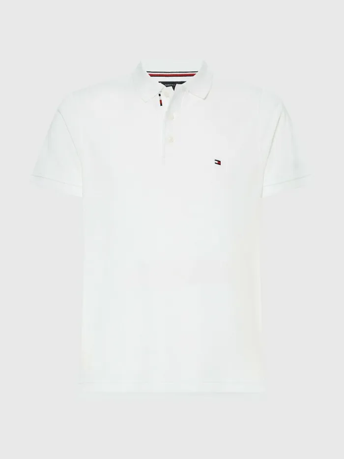 Tommy Hilfiger Th Flex Bubble Weave Slim Polo White Mens Polo Shirts Casaul