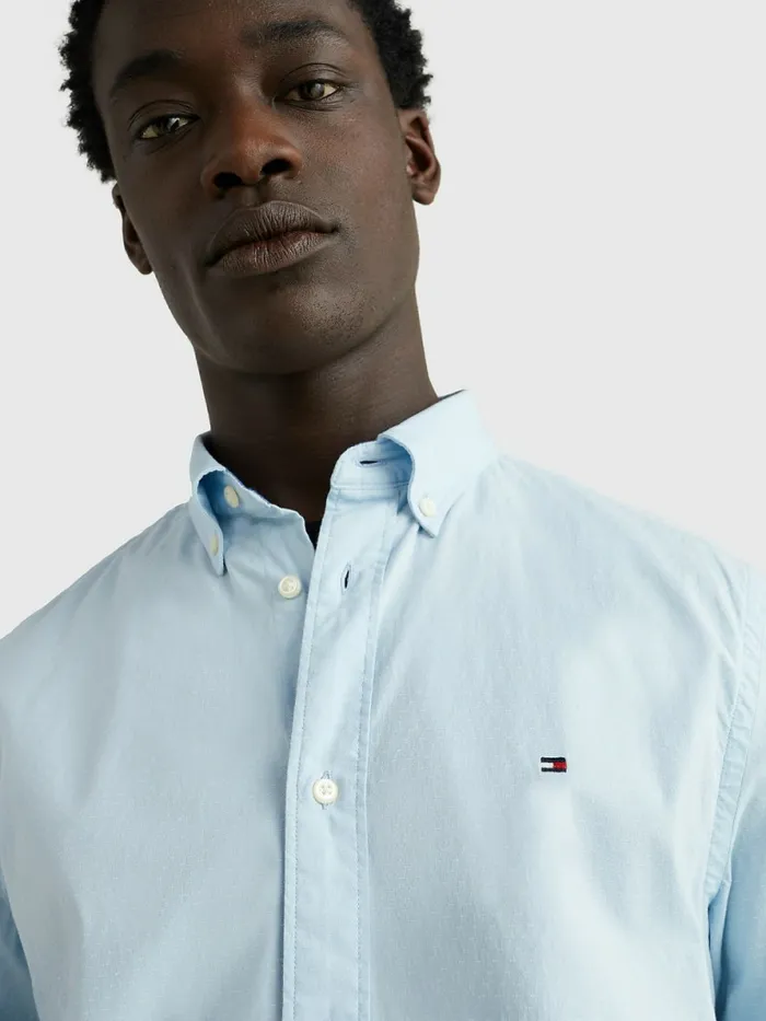 Tommy Hilfiger Th Flex Regular Fit Casual Shirt Calm Blue Mens Shirts Gift Ideas