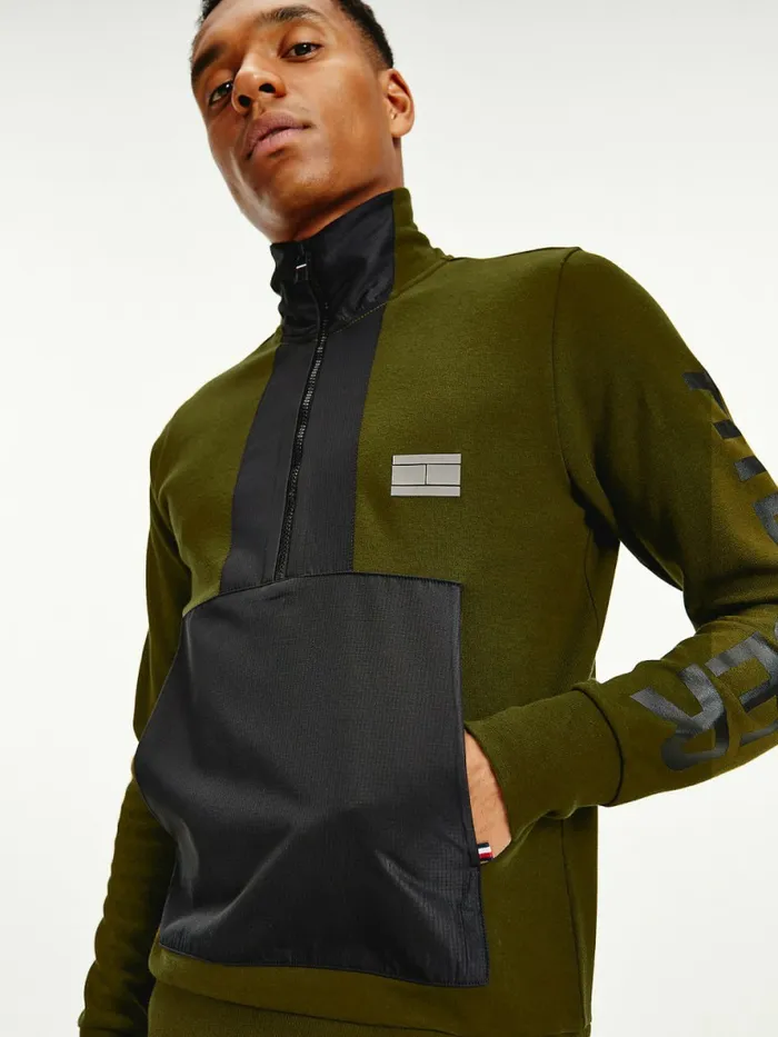 Tommy Hilfiger Th Flex Tech Essential Sweatshirt Olivewood Mens Sweatshirts and Hoodies Popular