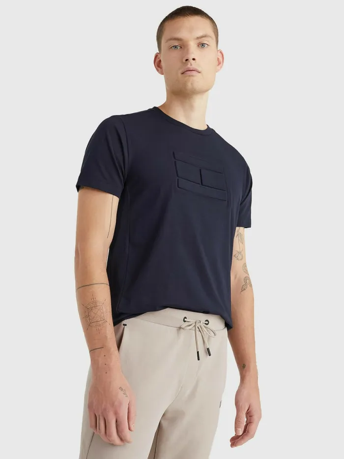 Tommy Hilfiger Th Flex Tech Essentials Flag TShirt Desert Sky Mens TShirts Near Me Tommy Hilfiger Th Flex Tech Essentials Flag TShirt Desert Sky Mens TShirts Near Me