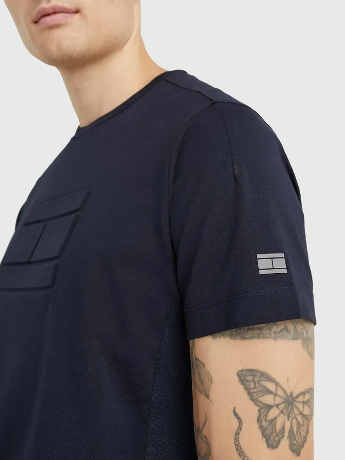 Tommy Hilfiger Th Flex Tech Essentials Flag TShirt Desert Sky Mens TShirts Near Me