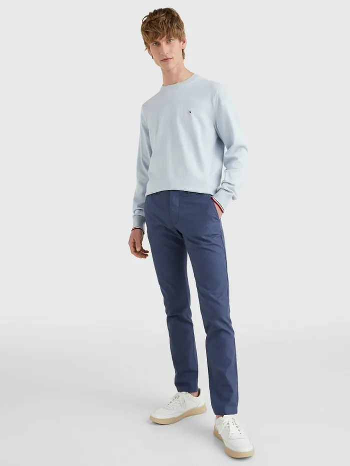 Tommy Hilfiger Th Flex Tipped Cuffs Jumper Daybreak Blue Mens Knitwear Popular
