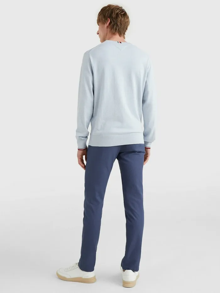 Tommy Hilfiger Th Flex Tipped Cuffs Jumper Daybreak Blue Mens Knitwear Popular