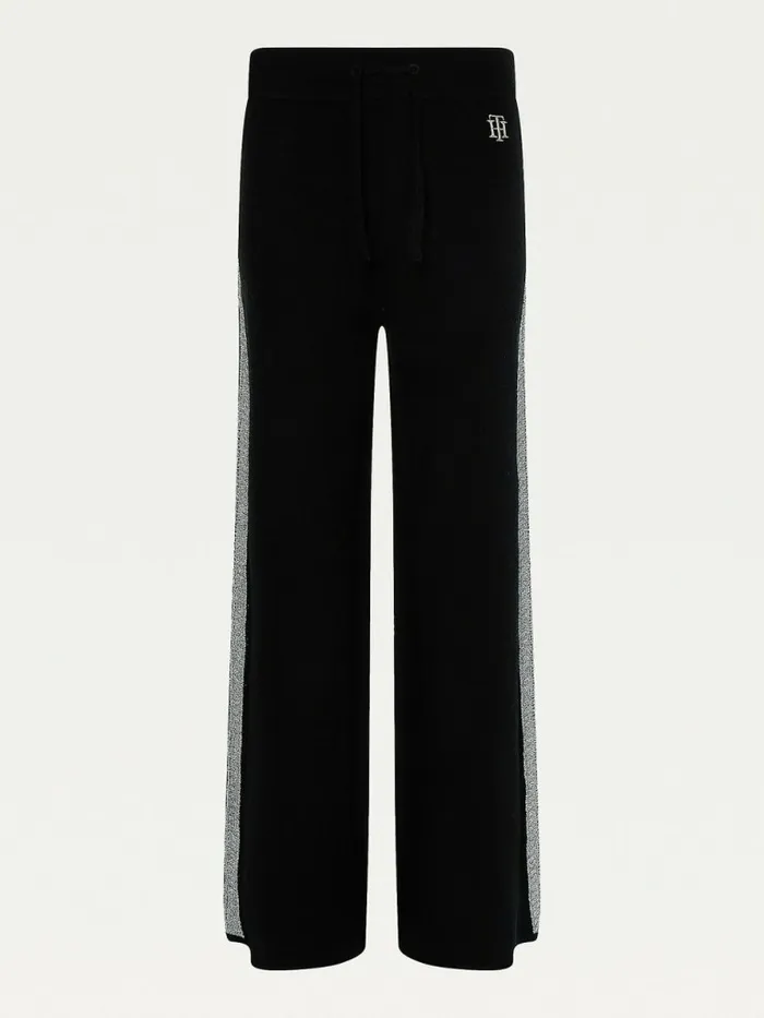 Tommy Hilfiger Th Flex Wide Leg Stripe Trousers Black Womens CoOrds