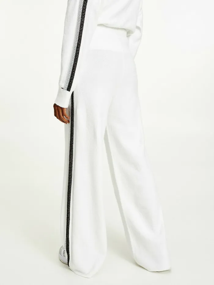 Tommy Hilfiger Th Flex Wide Leg Stripe Trousers Ecru Womens CoOrds