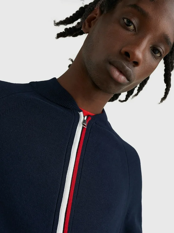 Tommy Hilfiger Th Flex ZipThru Cardigan Desert Sky Mens Knitwear For Sale