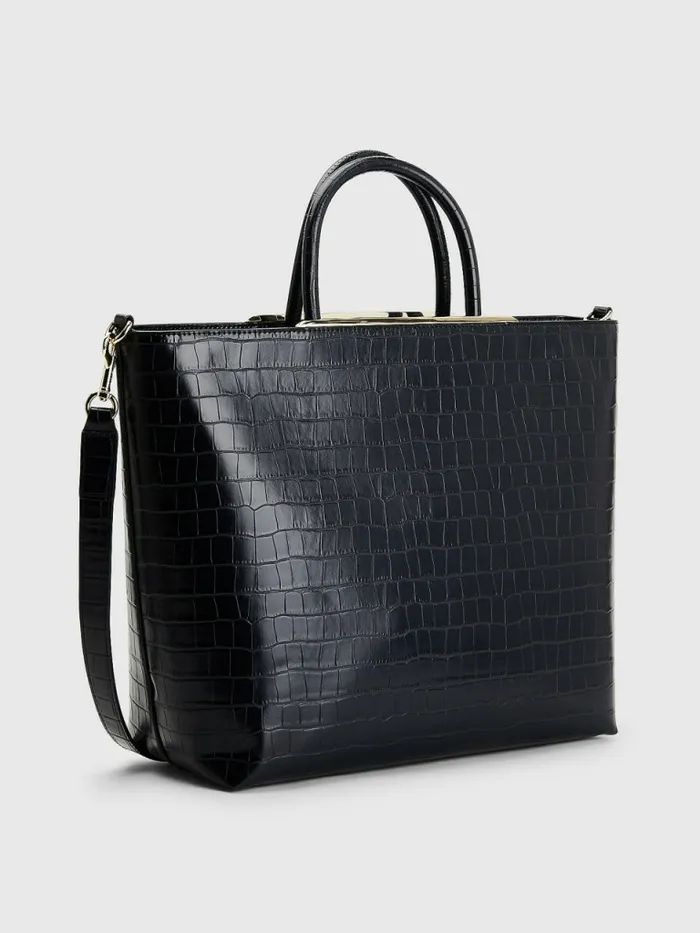 Tommy Hilfiger Th Modern Croco Effect Tote Tommy Navy Croc Womens Bags For Sale