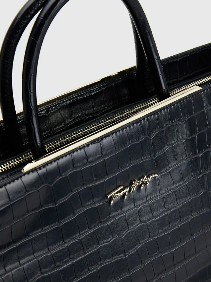 Tommy Hilfiger Th Modern Croco Effect Tote Tommy Navy Croc Womens Bags For Sale