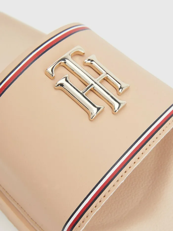 Tommy Hilfiger Th Monogram Flatform Pool Slides Sandrift Womens Flat Shoes Casaul