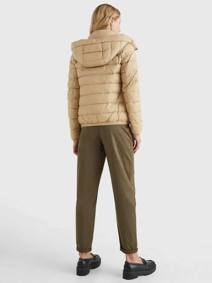 Tommy Hilfiger Th Protect Hooded Padded Jacket Beige Womens Coats and Jackets Gift for Friend