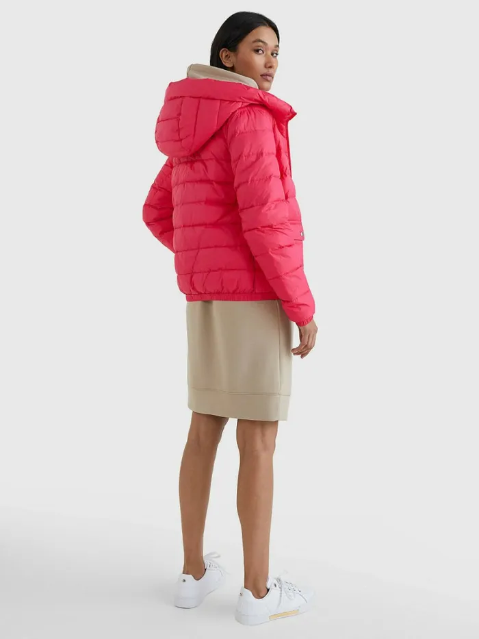 Tommy Hilfiger Th Protect Hooded Padded Jacket Pink Splendor Womens Coats and Jackets Sale
