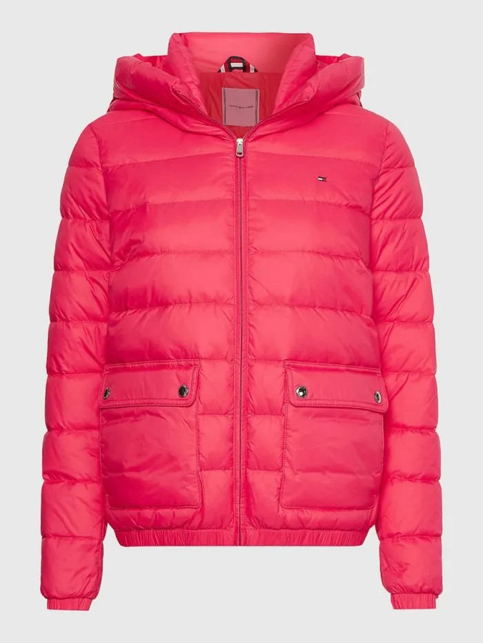 Tommy Hilfiger Th Protect Hooded Padded Jacket Pink Splendor Womens Coats and Jackets Sale