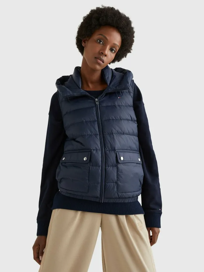 Tommy Hilfiger Th Protect Hooded Padded Vest Desert Sky Womens Coats and Jackets On Sale Tommy Hilfiger Th Protect Hooded Padded Vest Desert Sky Womens Coats and Jackets On Sale