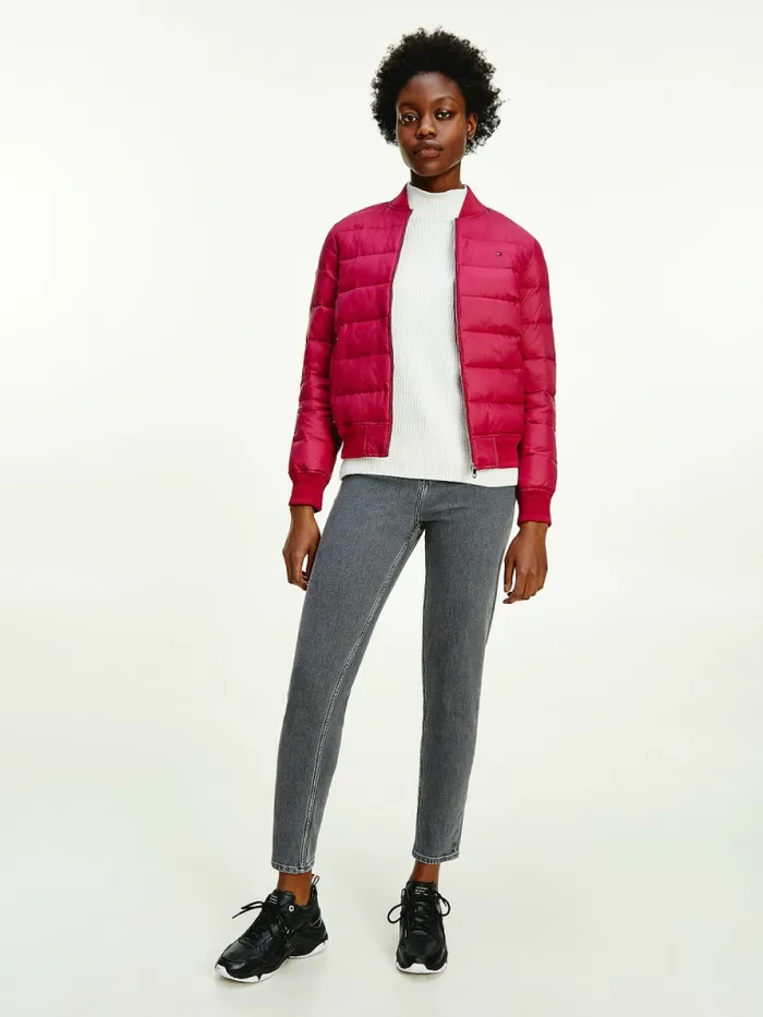 Tommy Hilfiger Th Protect Lightweight Filled Bomber Jacket Crimson Ruby Womens Coats and Jackets Gift 4 You