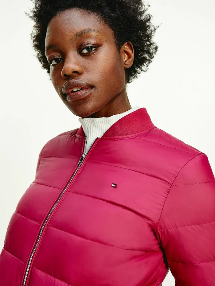 Tommy Hilfiger Th Protect Lightweight Filled Bomber Jacket Crimson Ruby Womens Coats and Jackets Gift 4 You