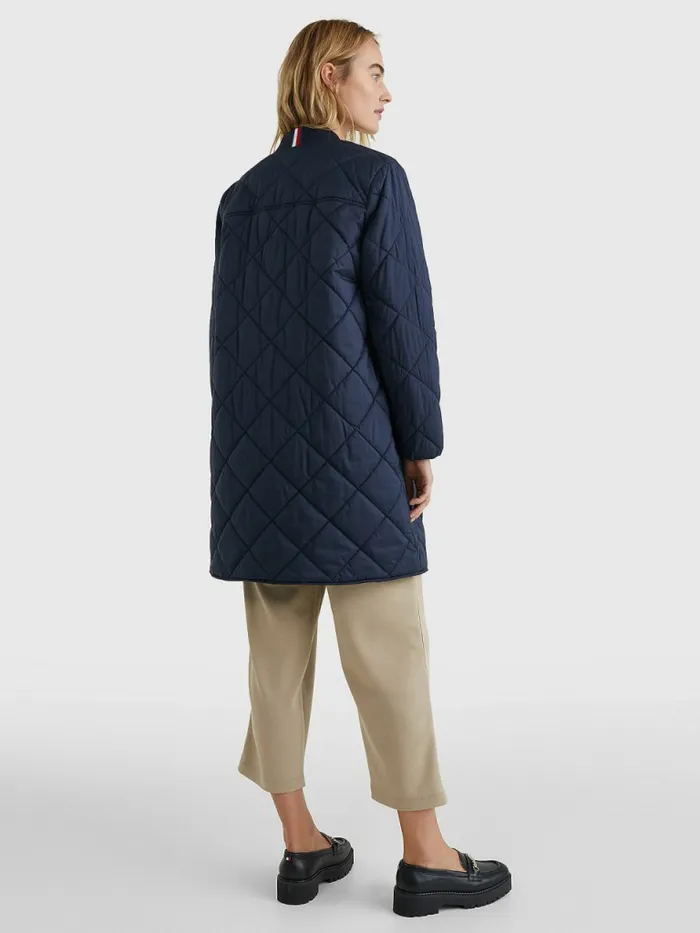 Tommy Hilfiger Th Protect Longline Quilted Bomber Coat Desert Sky Womens Coats and Jackets Gift 4 You