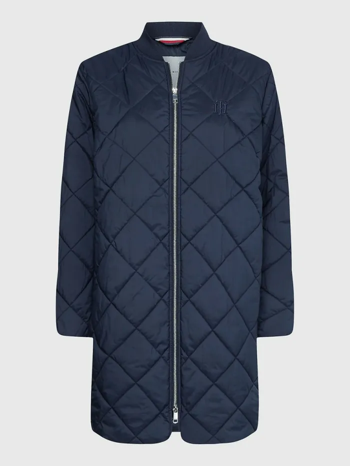 Tommy Hilfiger Th Protect Longline Quilted Bomber Coat Desert Sky Womens Coats and Jackets Gift 4 You