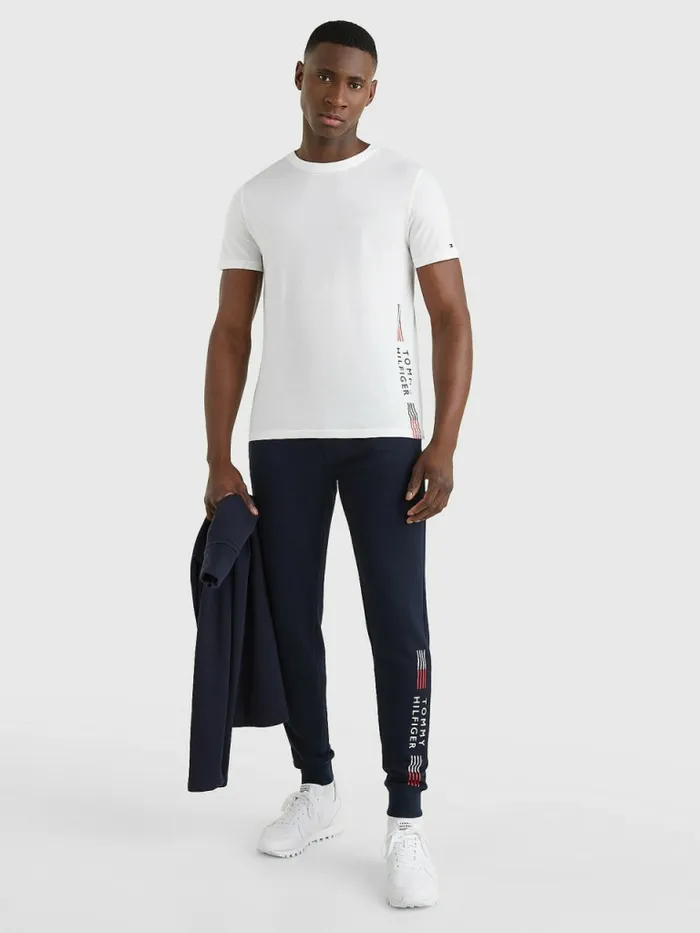 Tommy Hilfiger Th Stretch Logo Print TShirt White Mens TShirts For Sale
