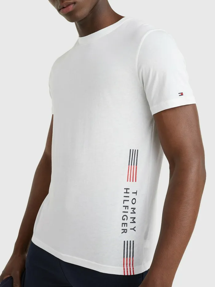 Tommy Hilfiger Th Stretch Logo Print TShirt White Mens TShirts For Sale