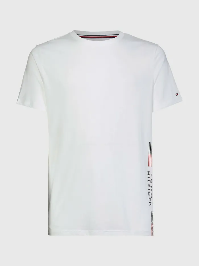 Tommy Hilfiger Th Stretch Logo Print TShirt White Mens TShirts For Sale