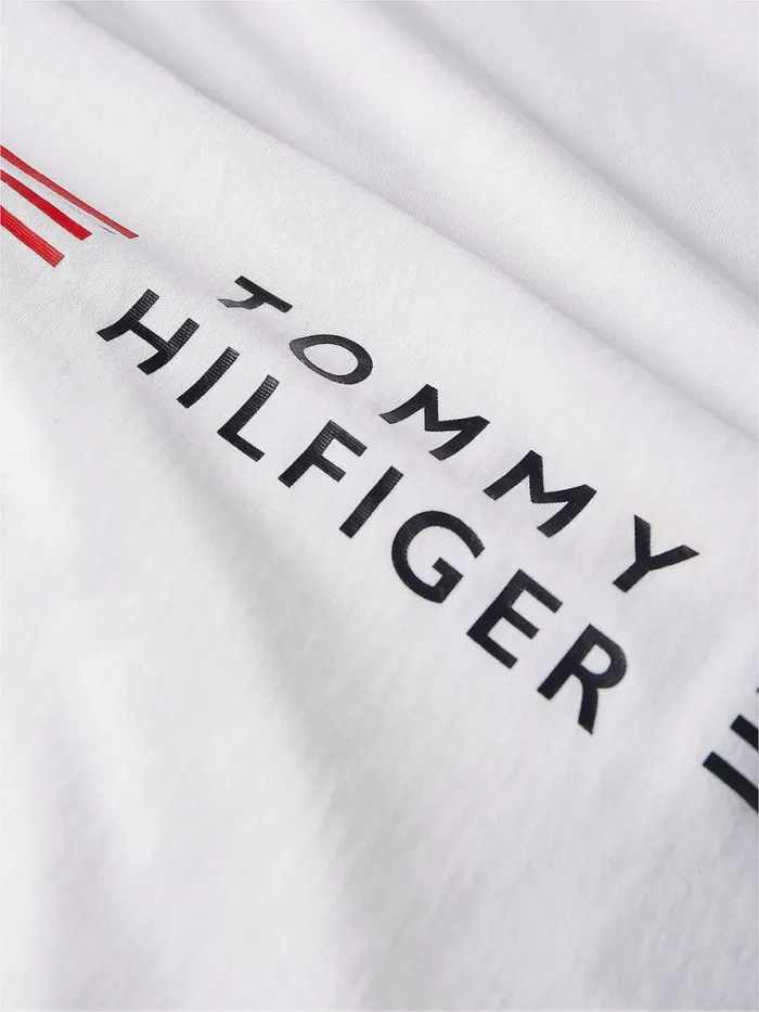 Tommy Hilfiger Th Stretch Logo Print TShirt White Mens TShirts For Sale