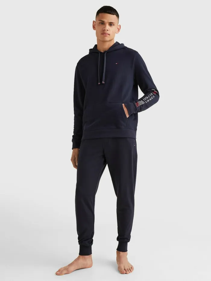 Tommy Hilfiger Th Stretch Logo Sleeve Hoody Desert Sky Mens Sweatshirts and Hoodies Gift 4 You
