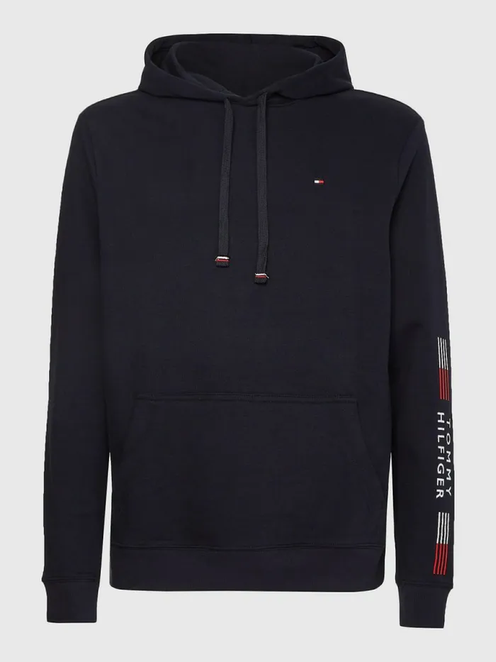 Tommy Hilfiger Th Stretch Logo Sleeve Hoody Desert Sky Mens Sweatshirts and Hoodies Gift 4 You