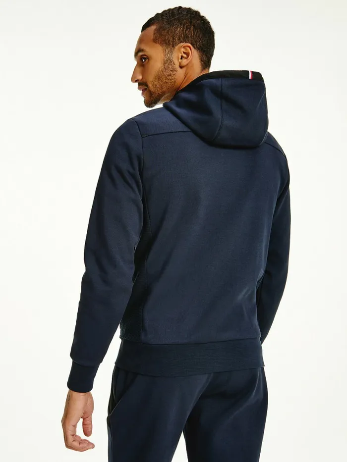 Tommy Hilfiger Th Tech Essential Logo QuarterZip Hoody Desert Sky Mens Sweatshirts and Hoodies Sale