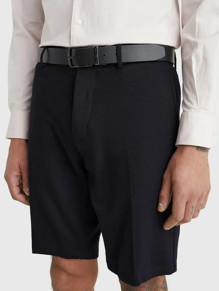 Tommy Hilfiger Th Tech Reversible Leather Flag Belt BlackBlack Flag Monogram Mens Belts Sale