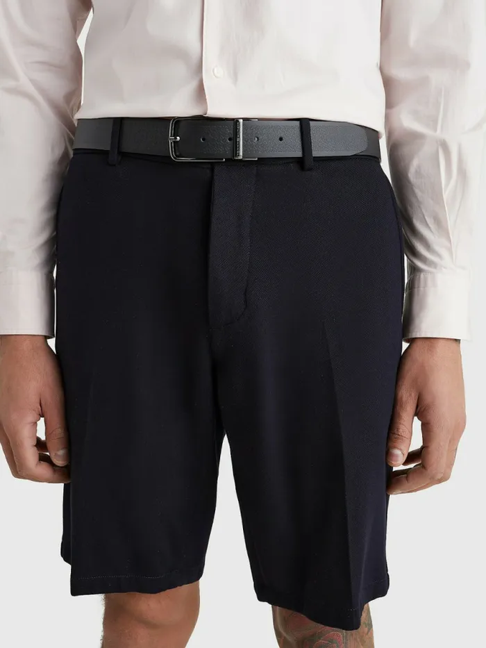 Tommy Hilfiger Th Tech Reversible Leather Flag Belt BlackBlack Flag Monogram Mens Belts Sale