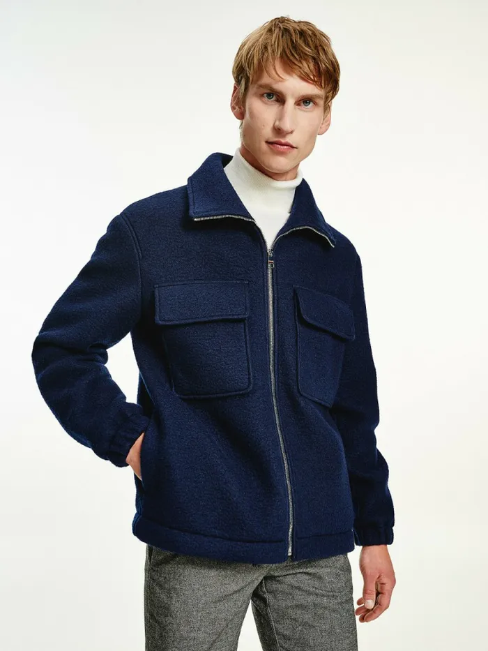 Tommy Hilfiger Th Tech Wool Blend ZipThru Shacket Desert Sky Mens Coats and Jackets Online Tommy Hilfiger Th Tech Wool Blend ZipThru Shacket Desert Sky Mens Coats and Jackets Online