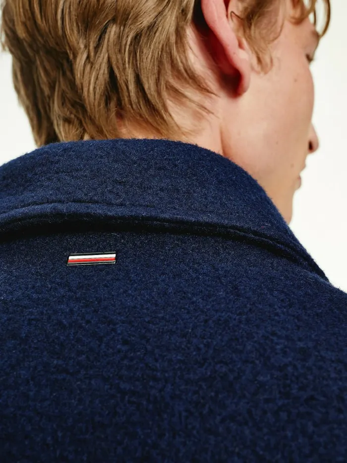 Tommy Hilfiger Th Tech Wool Blend ZipThru Shacket Desert Sky Mens Coats and Jackets Online
